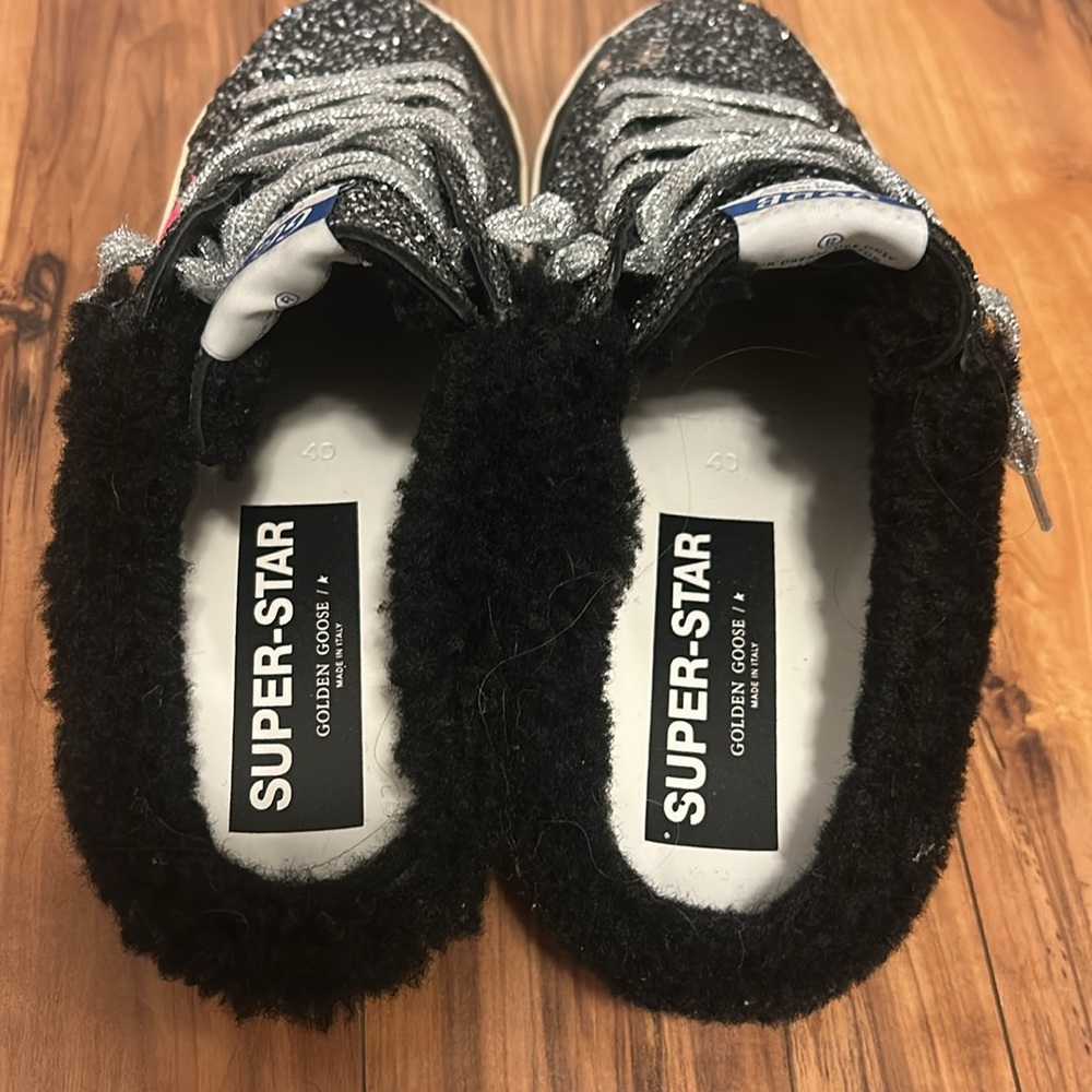 Golden Goose Black and Silver Glitter Sneakers - Picture 3 of 7